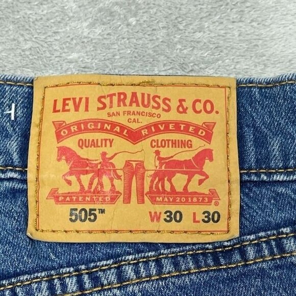 Levis 505 Straight Fit Medium Wash Jeans W30 L30 Mens Denim a0026 - Picture 6 of 9